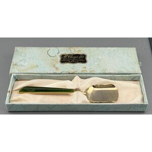 Vintage Napier Jam Spoon Jadeite Handle Gilt Metal McClurg’s Jeweler Box